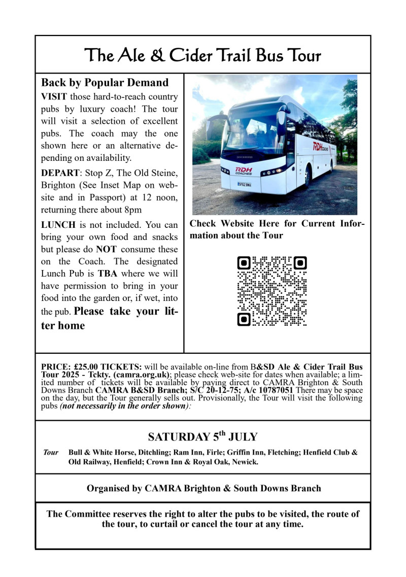 B&SD Ale & Cider Trail Bus Tour 2025