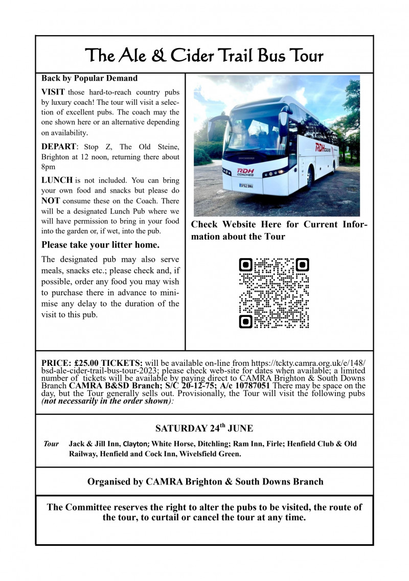 B&SD Ale & Cider Trail Bus Tour 2023